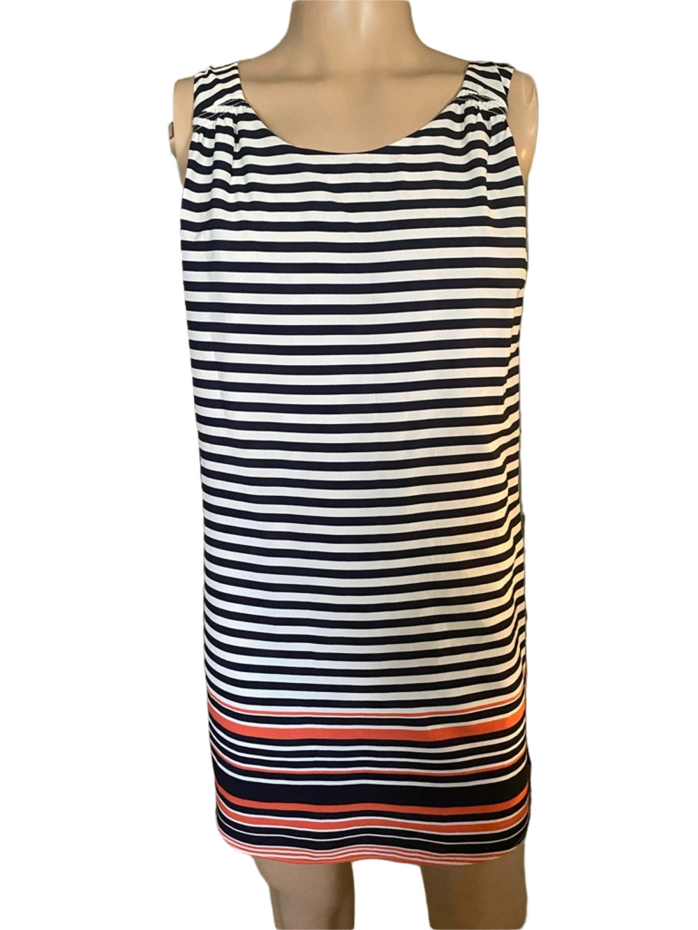 Elaine Rose Striped Dress in Navy, White & Coral